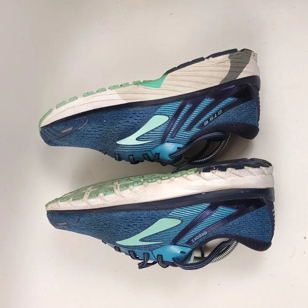 Brooks Adrenaline GTS 18 Blue Teal Mint Athletic Sneakers running Shoes Size 9.5 - Picture 3 of 8